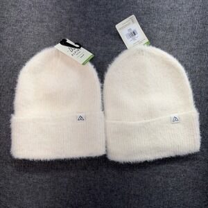 Lot Of 2, Alpine Design Women's Fuzzy Rib Beanie One Size Cream NWT‎ 18450